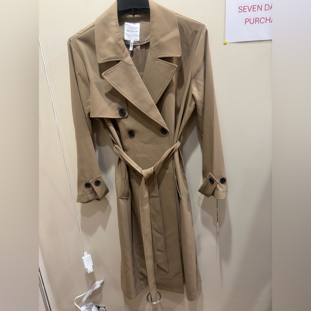 Avec Les Filles Double-Breasted Tan Trench Coat